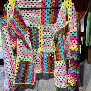 POL Multicolor Crochet Cardigan
